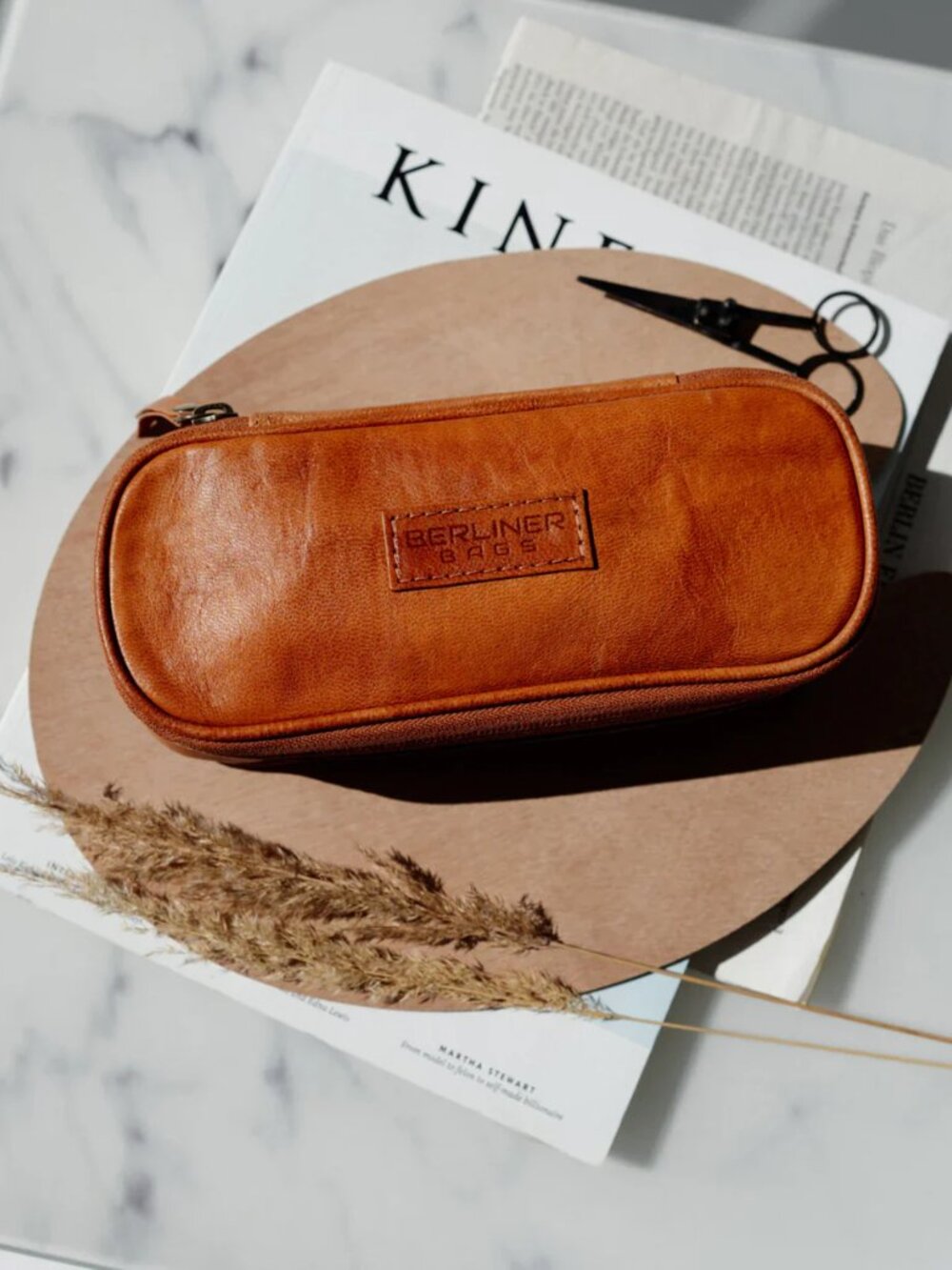 Berliner Bags “Felix” Leather Pencil Case – Vintage Brown Vegetable-Tanned Goat